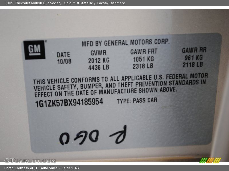 Gold Mist Metallic / Cocoa/Cashmere 2009 Chevrolet Malibu LTZ Sedan