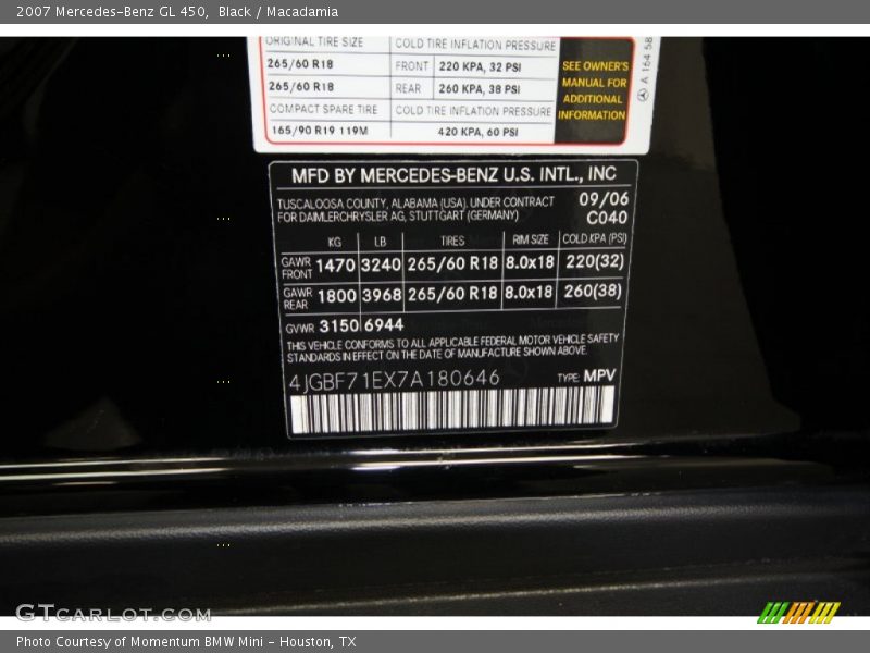 Black / Macadamia 2007 Mercedes-Benz GL 450