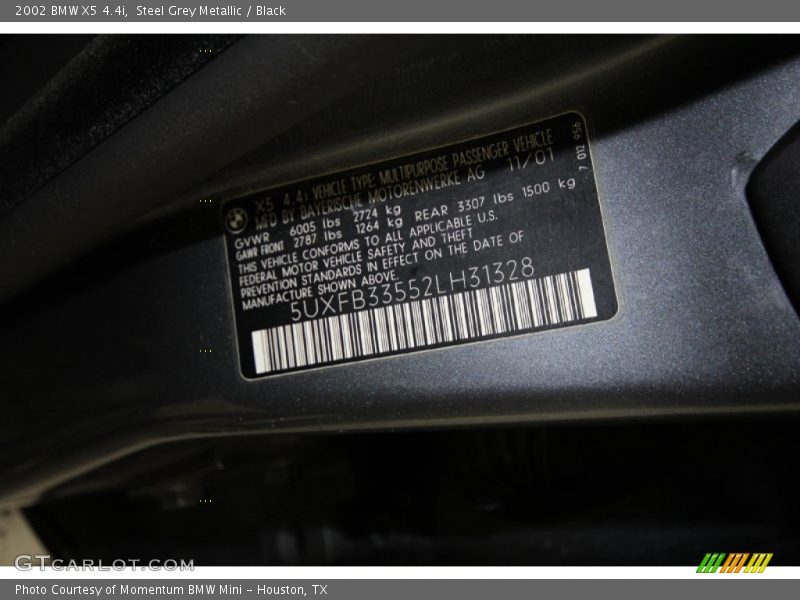 Steel Grey Metallic / Black 2002 BMW X5 4.4i