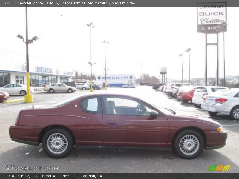 Dark Carmine Red Metallic / Medium Gray 2001 Chevrolet Monte Carlo LS