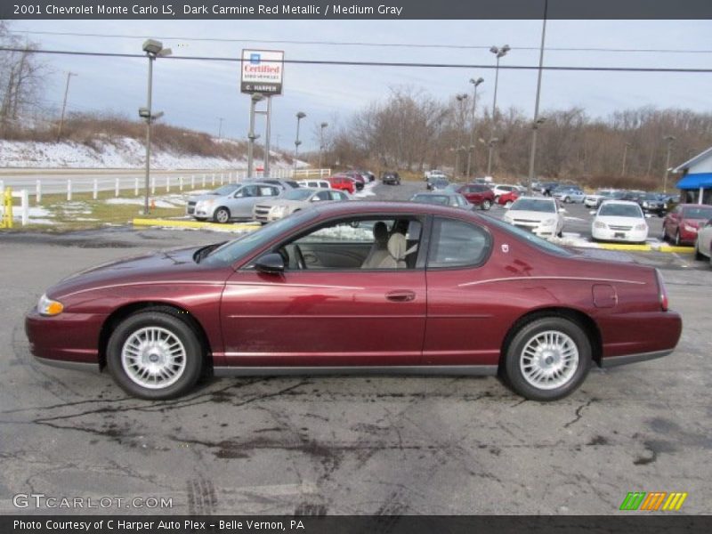 Dark Carmine Red Metallic / Medium Gray 2001 Chevrolet Monte Carlo LS