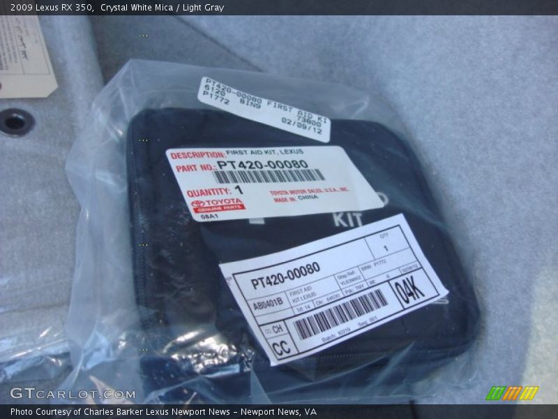 Crystal White Mica / Light Gray 2009 Lexus RX 350