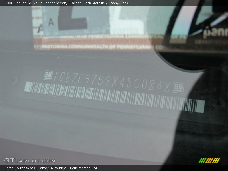 Carbon Black Metallic / Ebony Black 2008 Pontiac G6 Value Leader Sedan