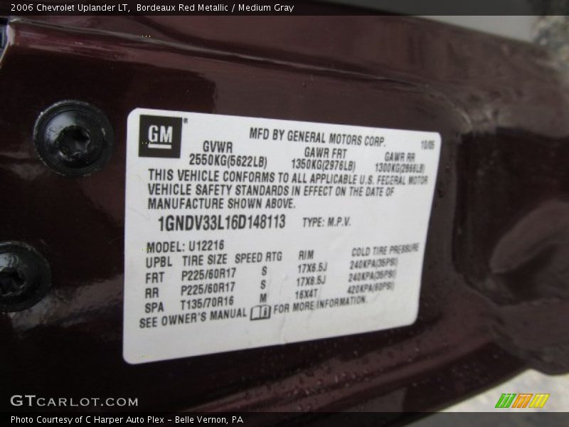 Bordeaux Red Metallic / Medium Gray 2006 Chevrolet Uplander LT