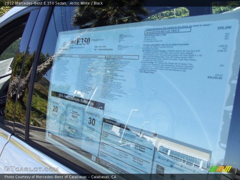 Arctic White / Black 2012 Mercedes-Benz E 350 Sedan