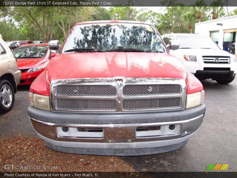 Poppy Red / Gray 1995 Dodge Ram 1500 ST Extended Cab