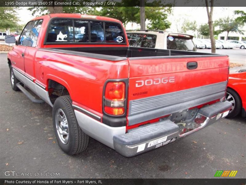 Poppy Red / Gray 1995 Dodge Ram 1500 ST Extended Cab