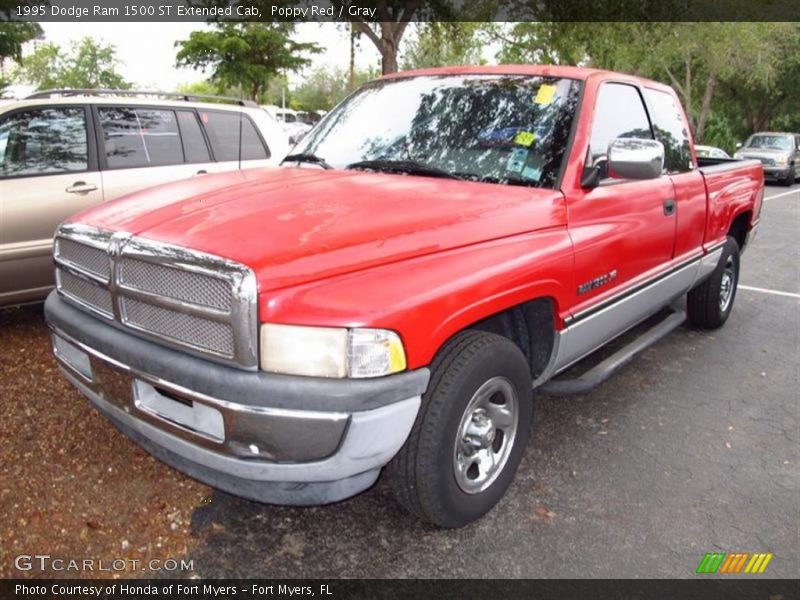 Poppy Red / Gray 1995 Dodge Ram 1500 ST Extended Cab
