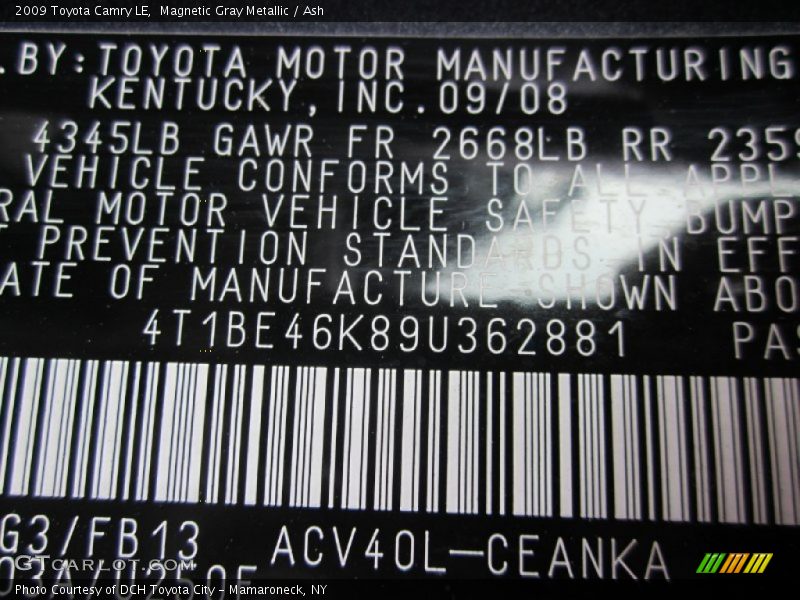 Magnetic Gray Metallic / Ash 2009 Toyota Camry LE