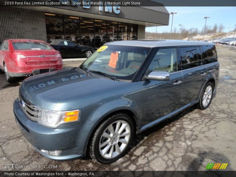 Steel Blue Metallic / Medium Light Stone 2010 Ford Flex Limited EcoBoost AWD