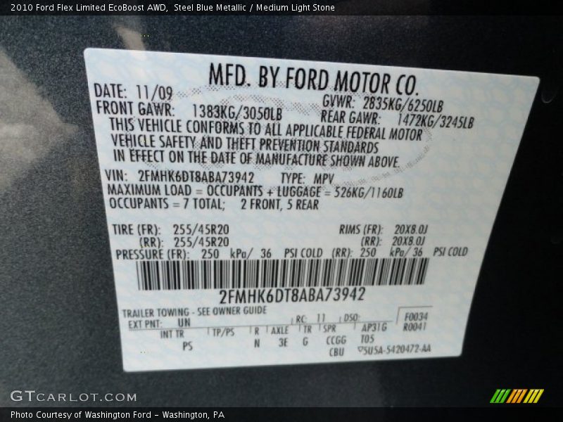 Steel Blue Metallic / Medium Light Stone 2010 Ford Flex Limited EcoBoost AWD