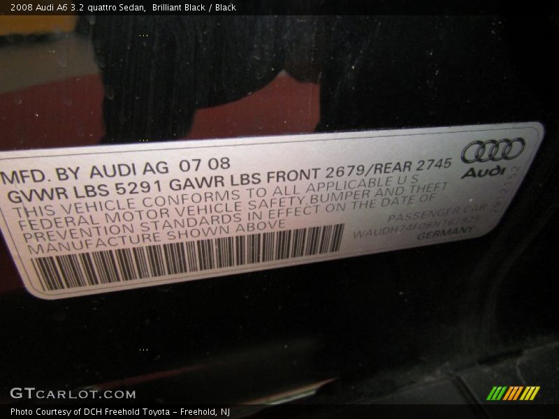 Brilliant Black / Black 2008 Audi A6 3.2 quattro Sedan