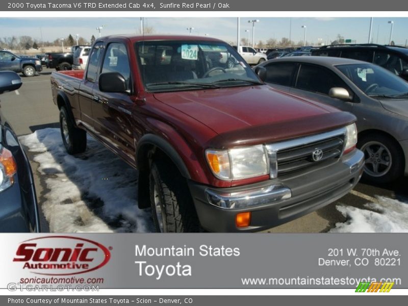 Sunfire Red Pearl / Oak 2000 Toyota Tacoma V6 TRD Extended Cab 4x4