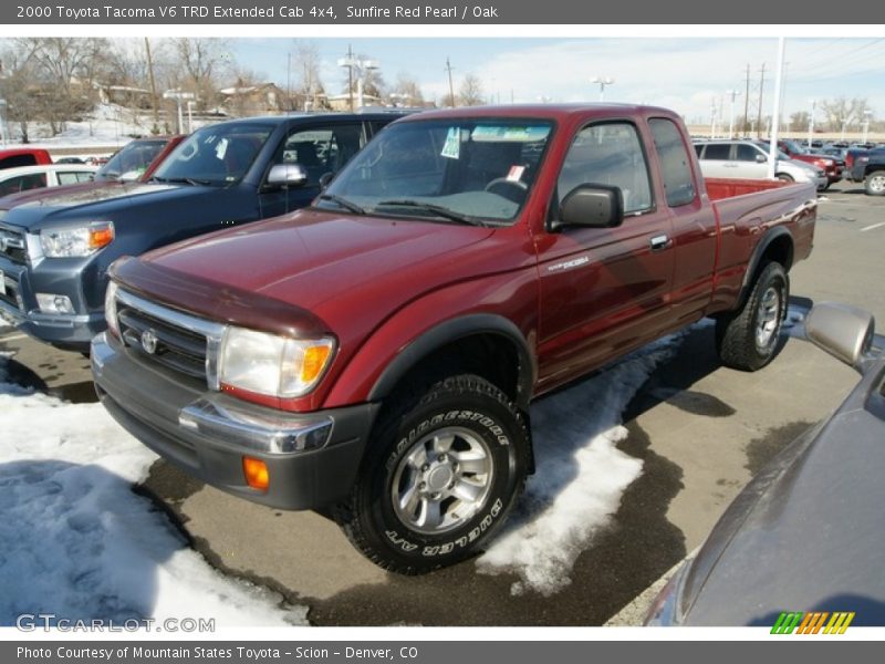 Sunfire Red Pearl / Oak 2000 Toyota Tacoma V6 TRD Extended Cab 4x4