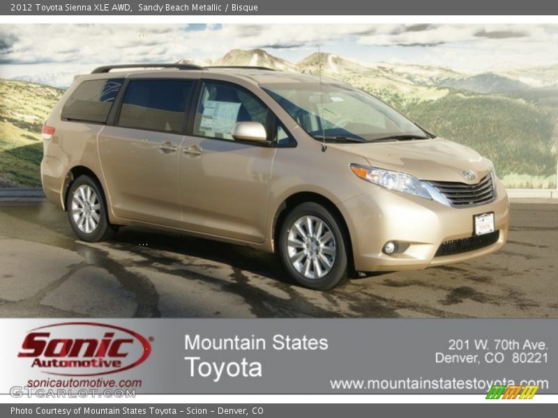 Sandy Beach Metallic / Bisque 2012 Toyota Sienna XLE AWD