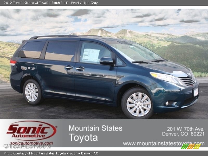 South Pacific Pearl / Light Gray 2012 Toyota Sienna XLE AWD
