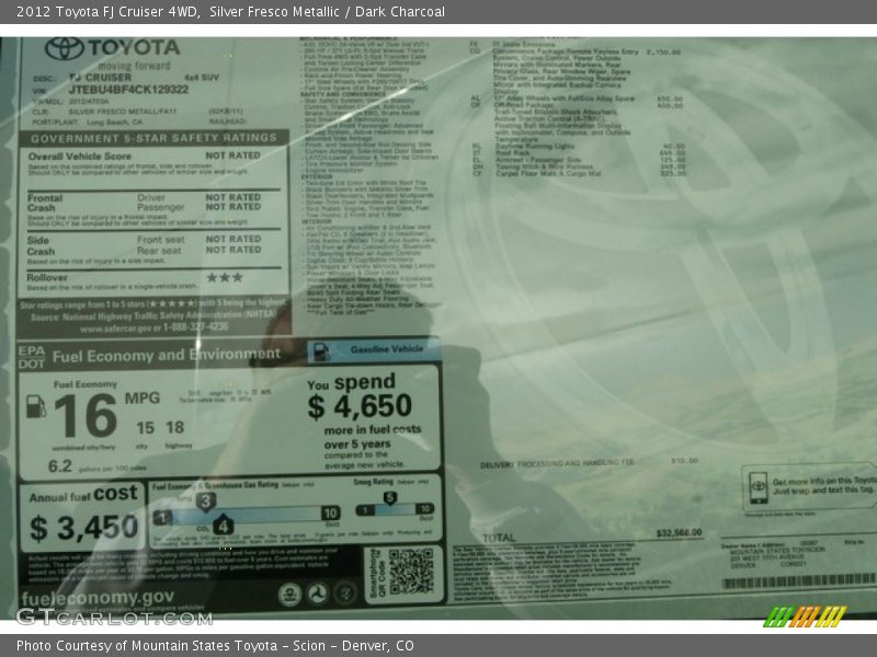 Silver Fresco Metallic / Dark Charcoal 2012 Toyota FJ Cruiser 4WD