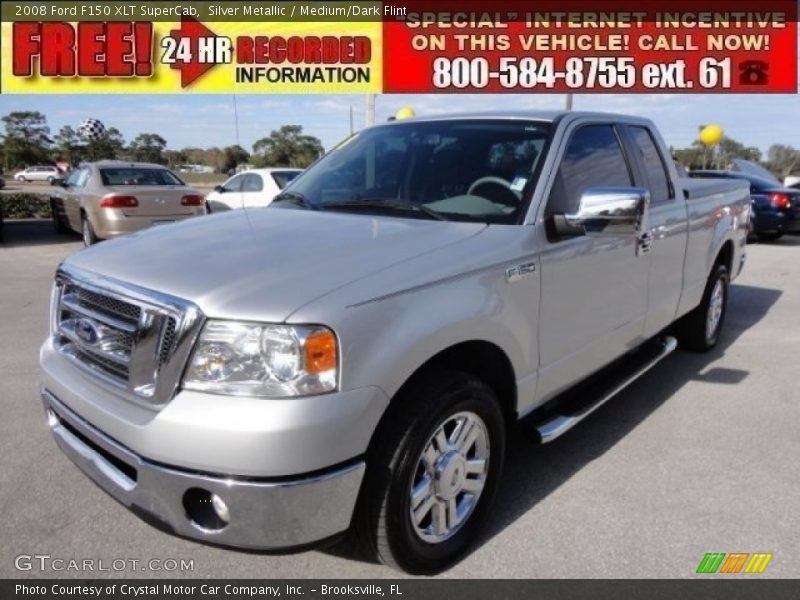 Silver Metallic / Medium/Dark Flint 2008 Ford F150 XLT SuperCab