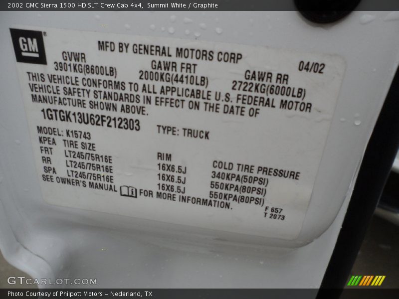 Summit White / Graphite 2002 GMC Sierra 1500 HD SLT Crew Cab 4x4