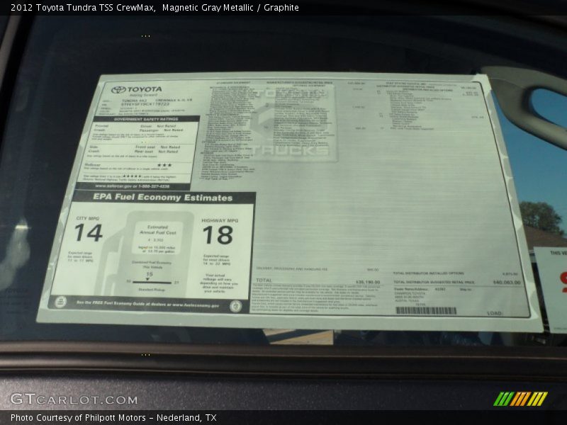  2012 Tundra TSS CrewMax Window Sticker