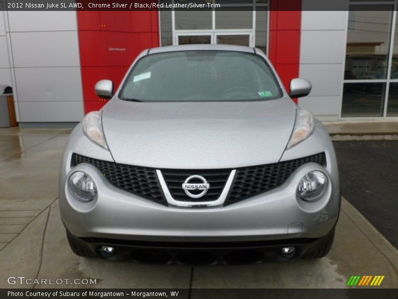 Chrome Silver / Black/Red Leather/Silver Trim 2012 Nissan Juke SL AWD