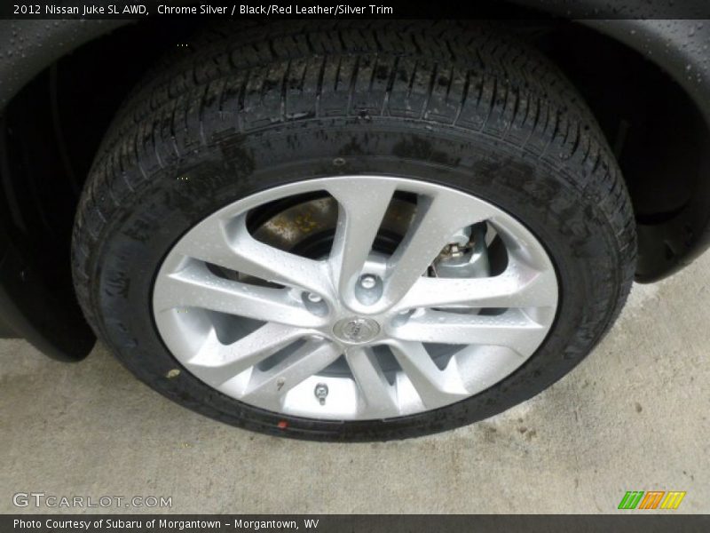 Chrome Silver / Black/Red Leather/Silver Trim 2012 Nissan Juke SL AWD