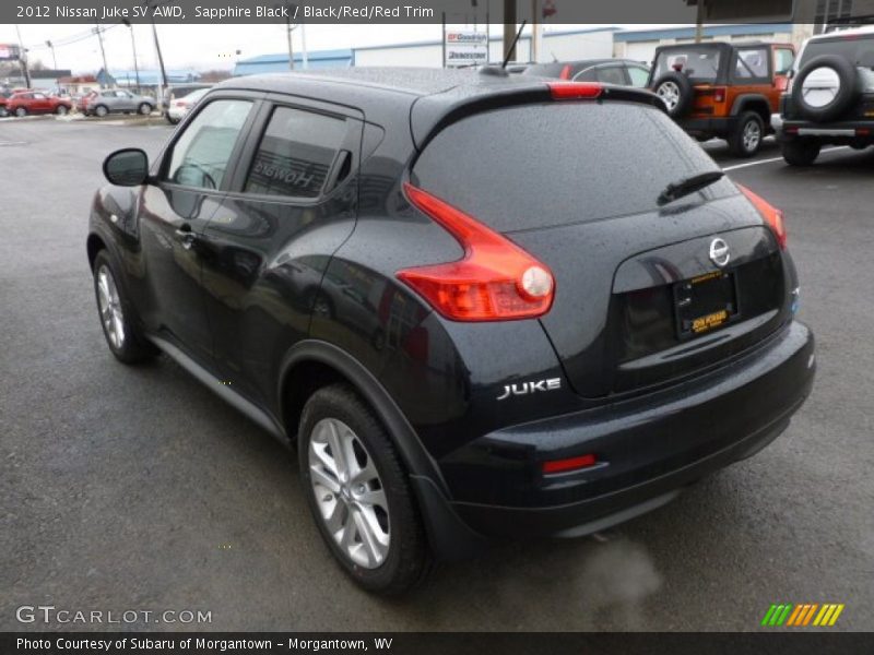 Sapphire Black / Black/Red/Red Trim 2012 Nissan Juke SV AWD