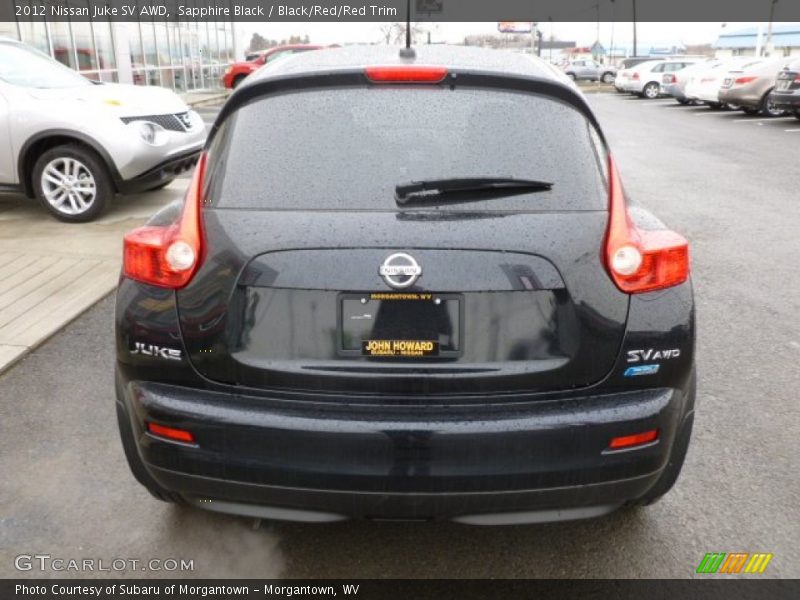 Sapphire Black / Black/Red/Red Trim 2012 Nissan Juke SV AWD