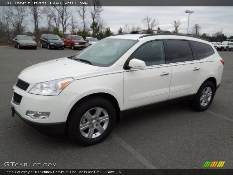 White / Ebony 2012 Chevrolet Traverse LT AWD