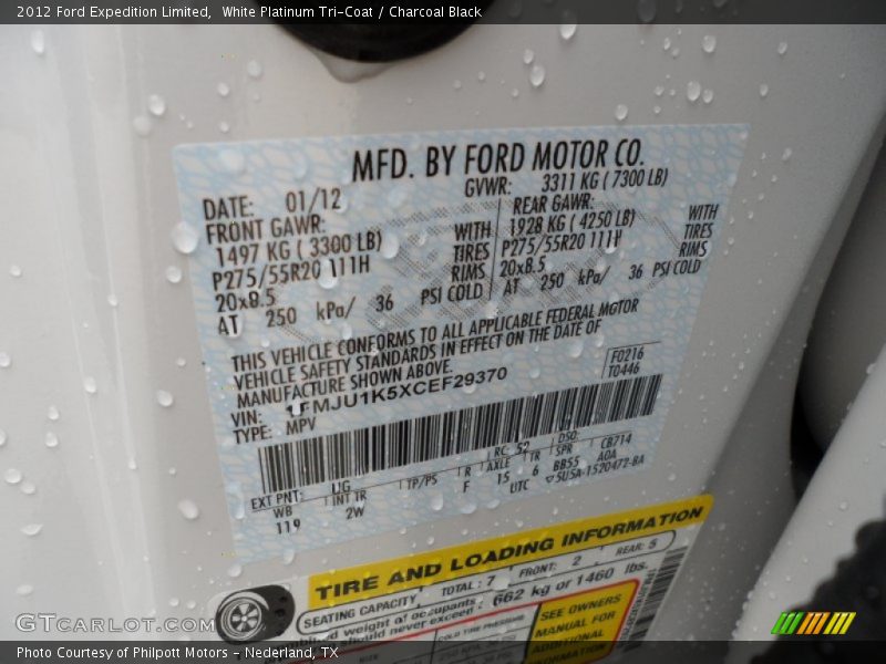 White Platinum Tri-Coat / Charcoal Black 2012 Ford Expedition Limited