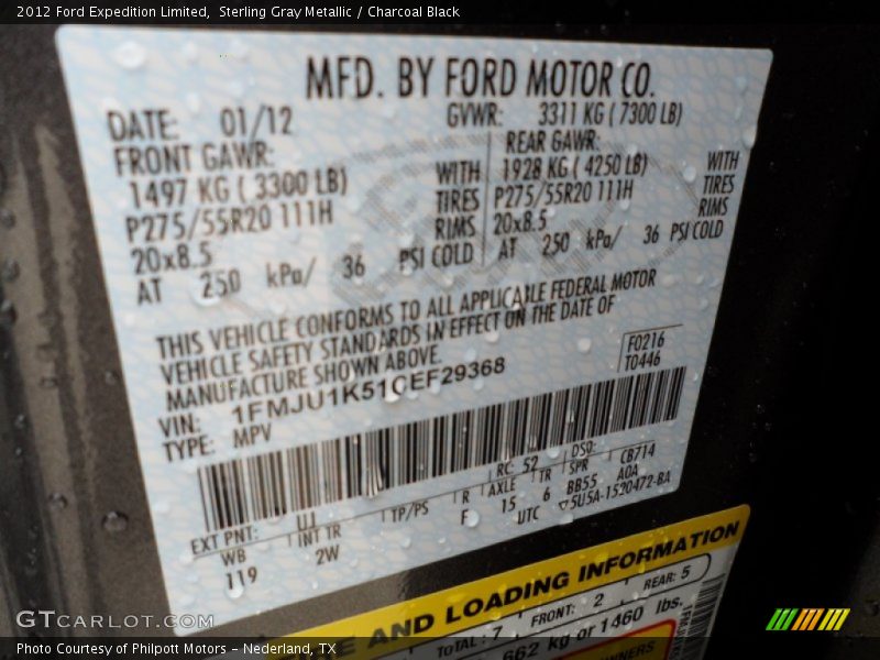 Sterling Gray Metallic / Charcoal Black 2012 Ford Expedition Limited