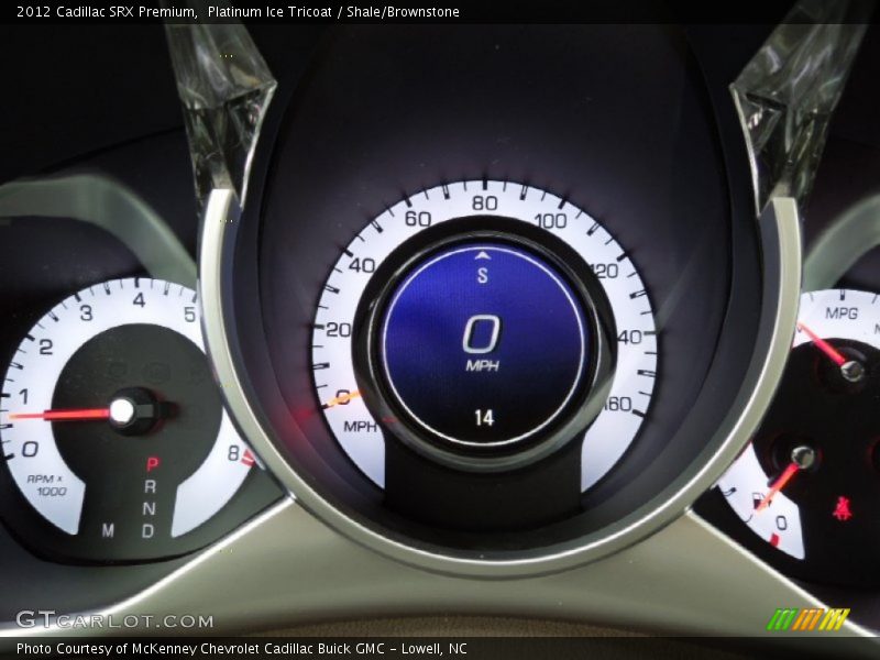 Platinum Ice Tricoat / Shale/Brownstone 2012 Cadillac SRX Premium