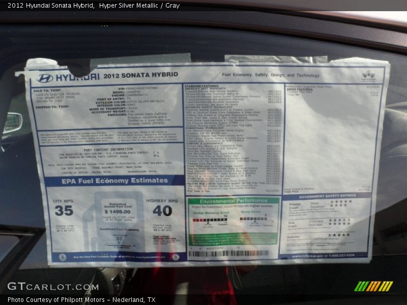 Hyper Silver Metallic / Gray 2012 Hyundai Sonata Hybrid
