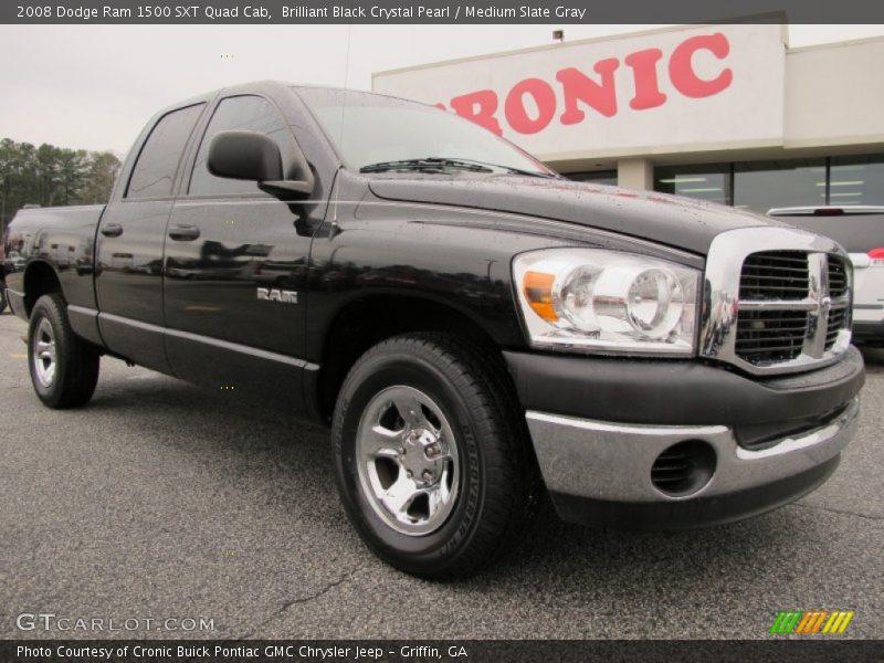 Brilliant Black Crystal Pearl / Medium Slate Gray 2008 Dodge Ram 1500 SXT Quad Cab
