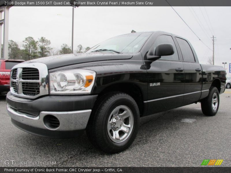 Brilliant Black Crystal Pearl / Medium Slate Gray 2008 Dodge Ram 1500 SXT Quad Cab