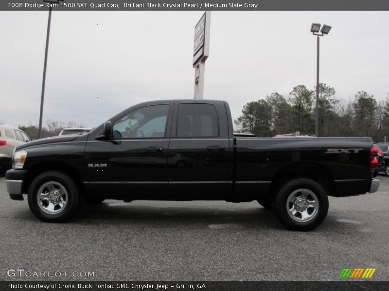 Brilliant Black Crystal Pearl / Medium Slate Gray 2008 Dodge Ram 1500 SXT Quad Cab