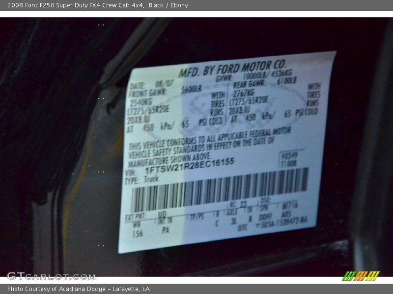 2008 F250 Super Duty FX4 Crew Cab 4x4 Black Color Code UD
