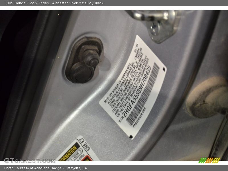Alabaster Silver Metallic / Black 2009 Honda Civic Si Sedan