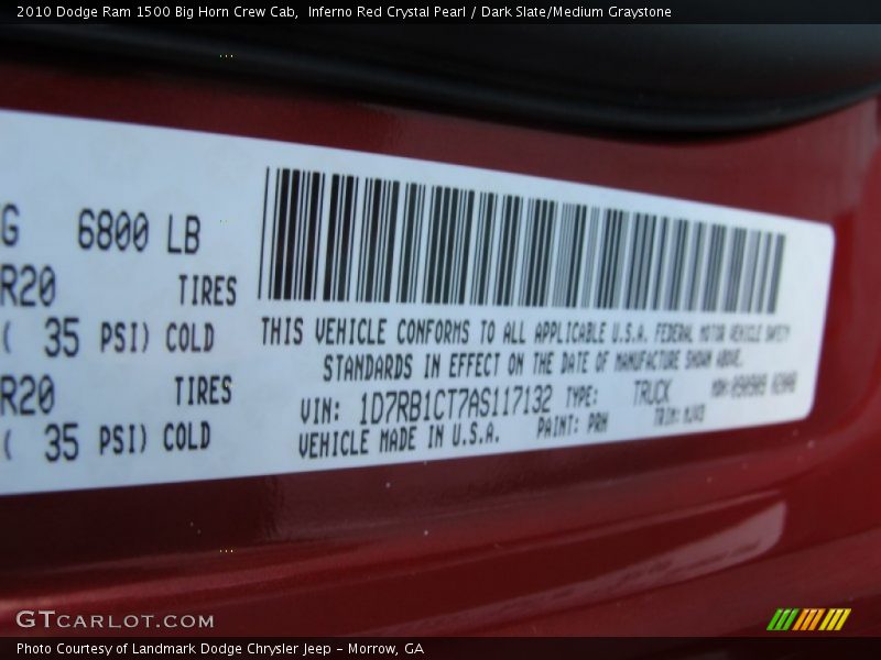 Inferno Red Crystal Pearl / Dark Slate/Medium Graystone 2010 Dodge Ram 1500 Big Horn Crew Cab