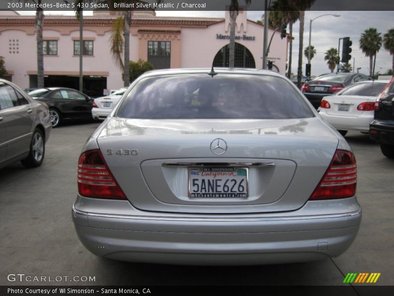 Brilliant Silver Metallic / Charcoal 2003 Mercedes-Benz S 430 Sedan
