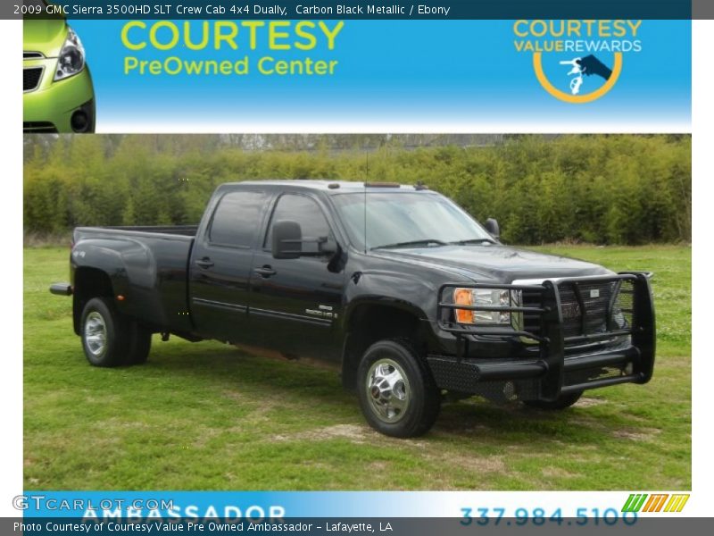 Carbon Black Metallic / Ebony 2009 GMC Sierra 3500HD SLT Crew Cab 4x4 Dually