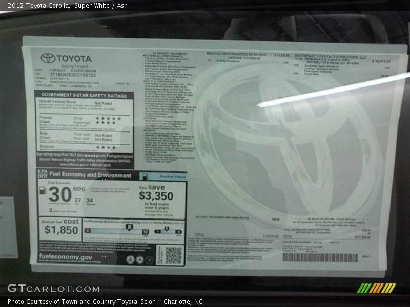 Super White / Ash 2012 Toyota Corolla