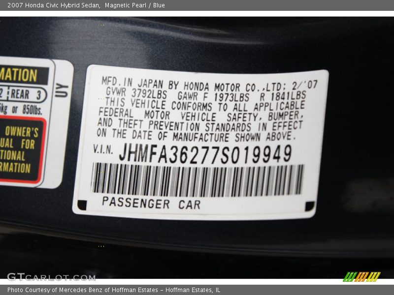 Magnetic Pearl / Blue 2007 Honda Civic Hybrid Sedan