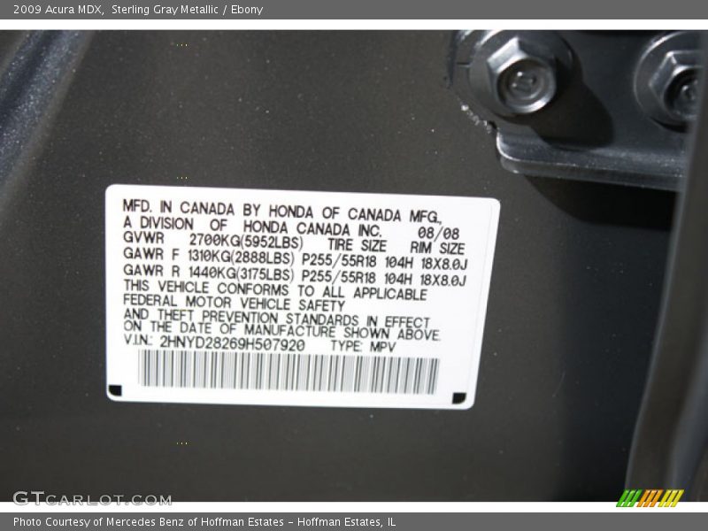 Sterling Gray Metallic / Ebony 2009 Acura MDX