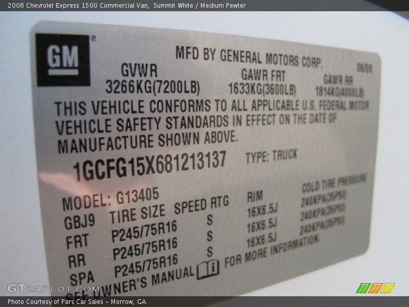 Summit White / Medium Pewter 2008 Chevrolet Express 1500 Commercial Van