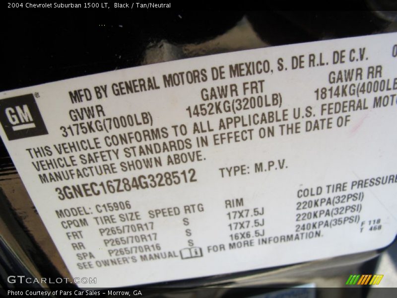 Black / Tan/Neutral 2004 Chevrolet Suburban 1500 LT