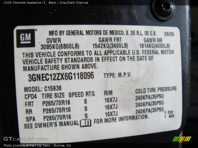 Black / Gray/Dark Charcoal 2006 Chevrolet Avalanche LT