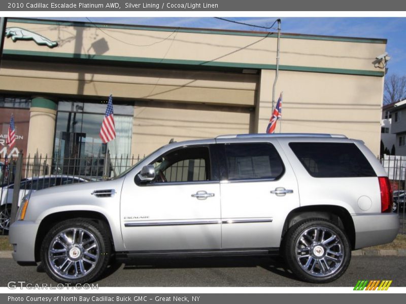 Silver Lining / Cocoa/Light Linen 2010 Cadillac Escalade Platinum AWD