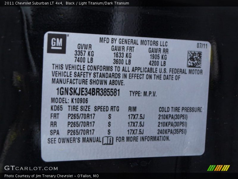 Black / Light Titanium/Dark Titanium 2011 Chevrolet Suburban LT 4x4
