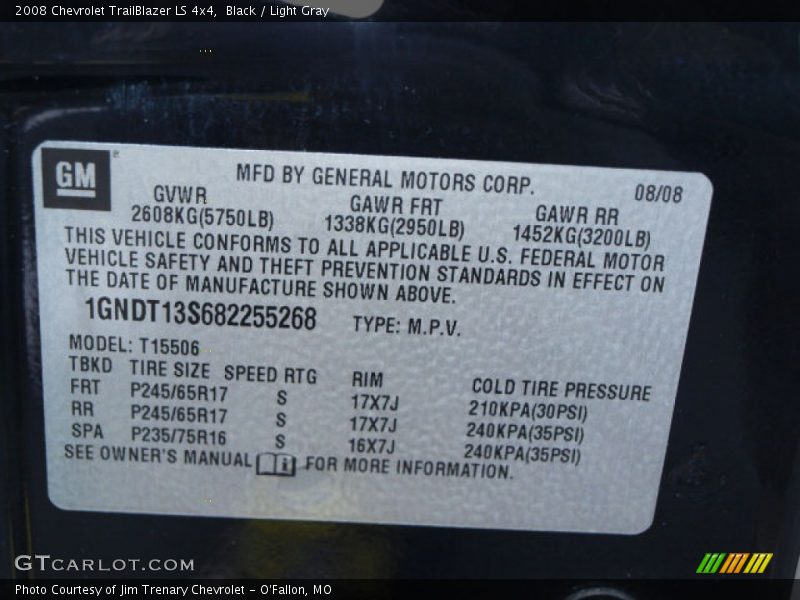 Black / Light Gray 2008 Chevrolet TrailBlazer LS 4x4